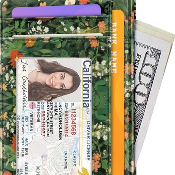 Floral Cat Wallet with Card Slots - Picture 2 of 7